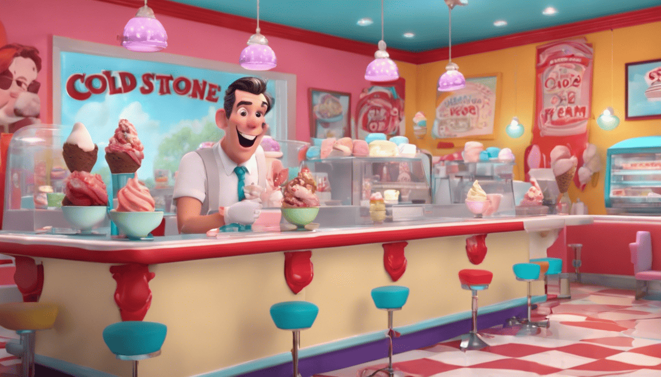 Animated image of a lively Cold Stone Creamery job interview