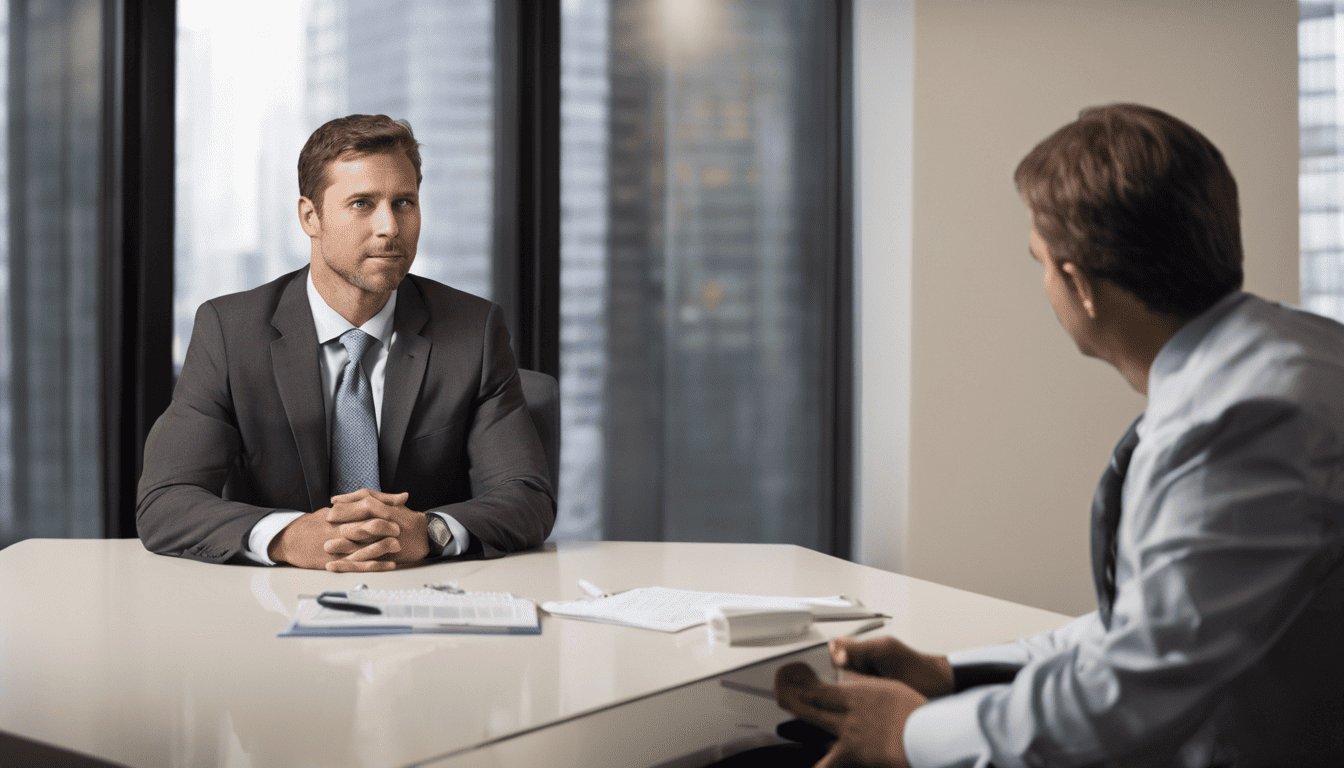 Candidate and executives in an Asurion interview office scene