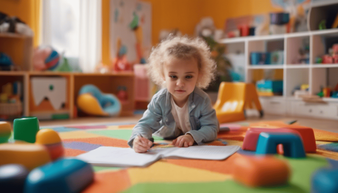 Cinematic image of a childcare expert interview in a playroom