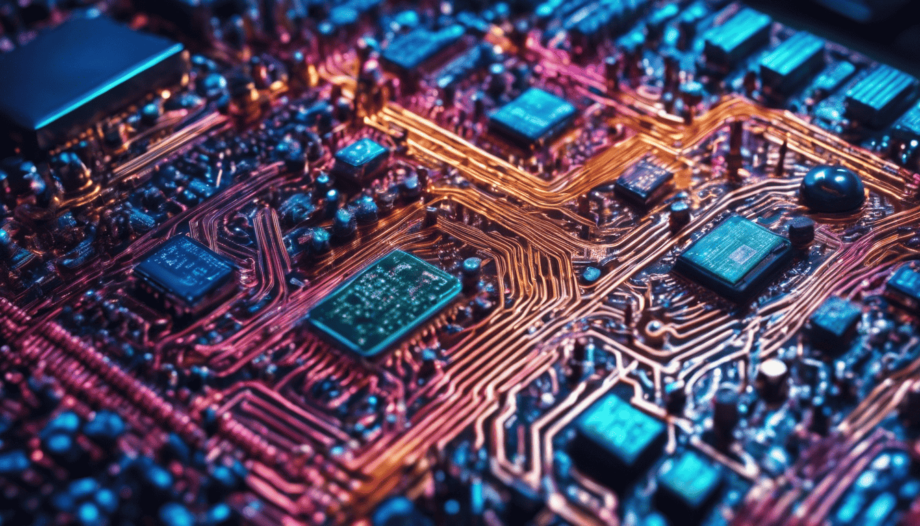 Firmware development showcased through a detailed circuit board landscape
