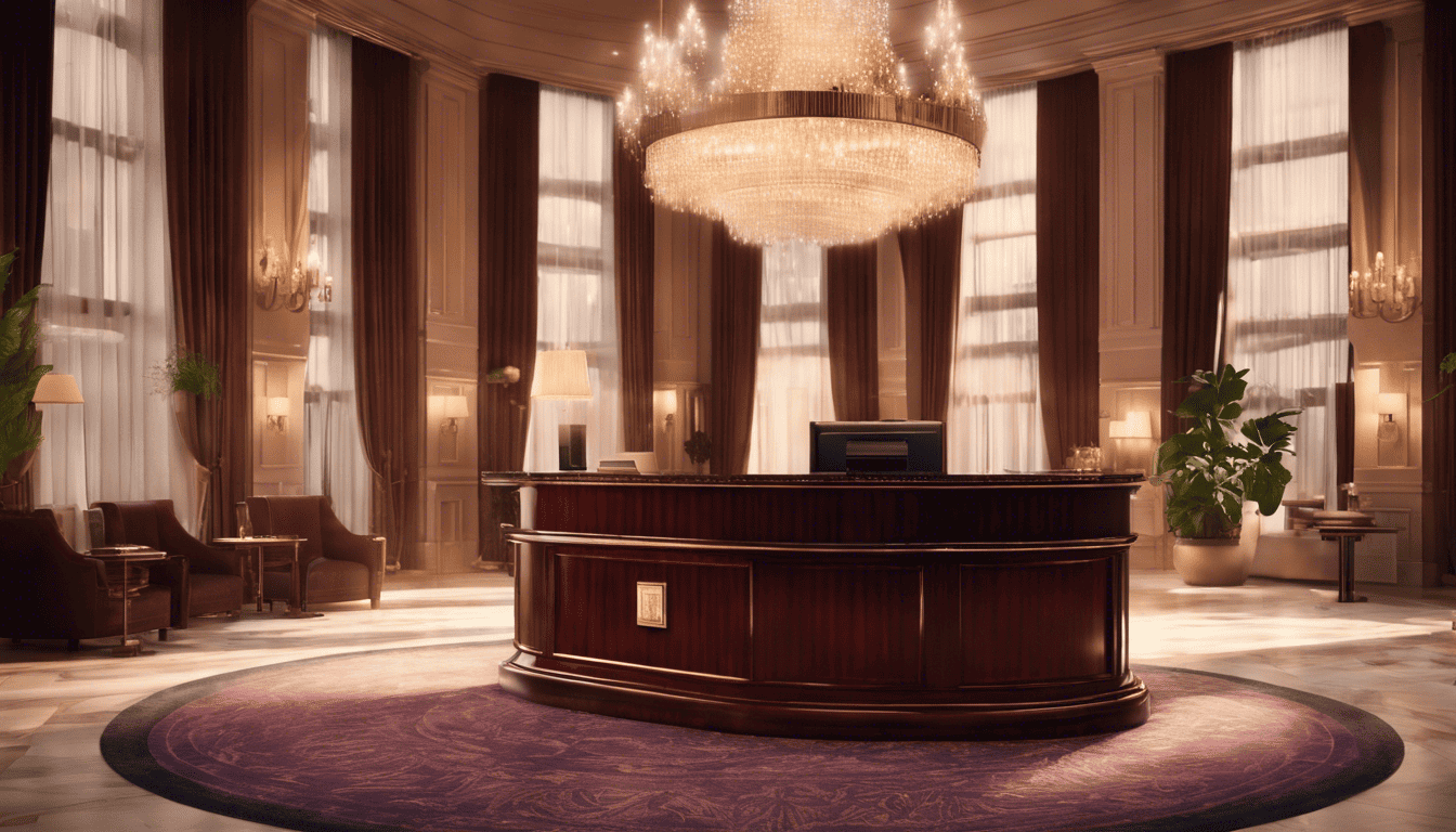 Text 'Concierge Role Essentials' on luxury hotel reception