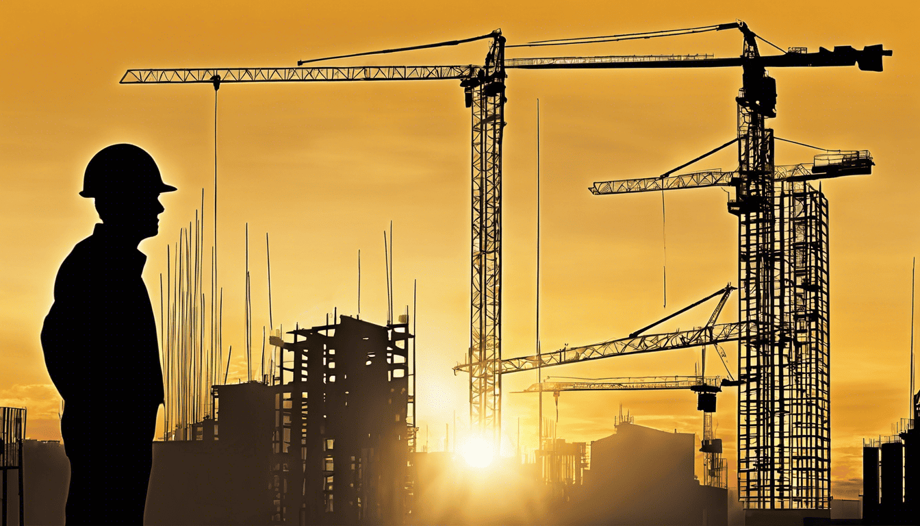 High-rise construction, superintendent role, golden sunset