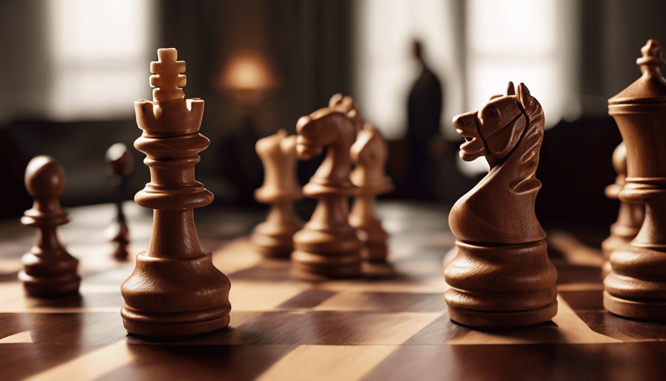 Corporate strategist playing chess, symbolizing problem-solving
