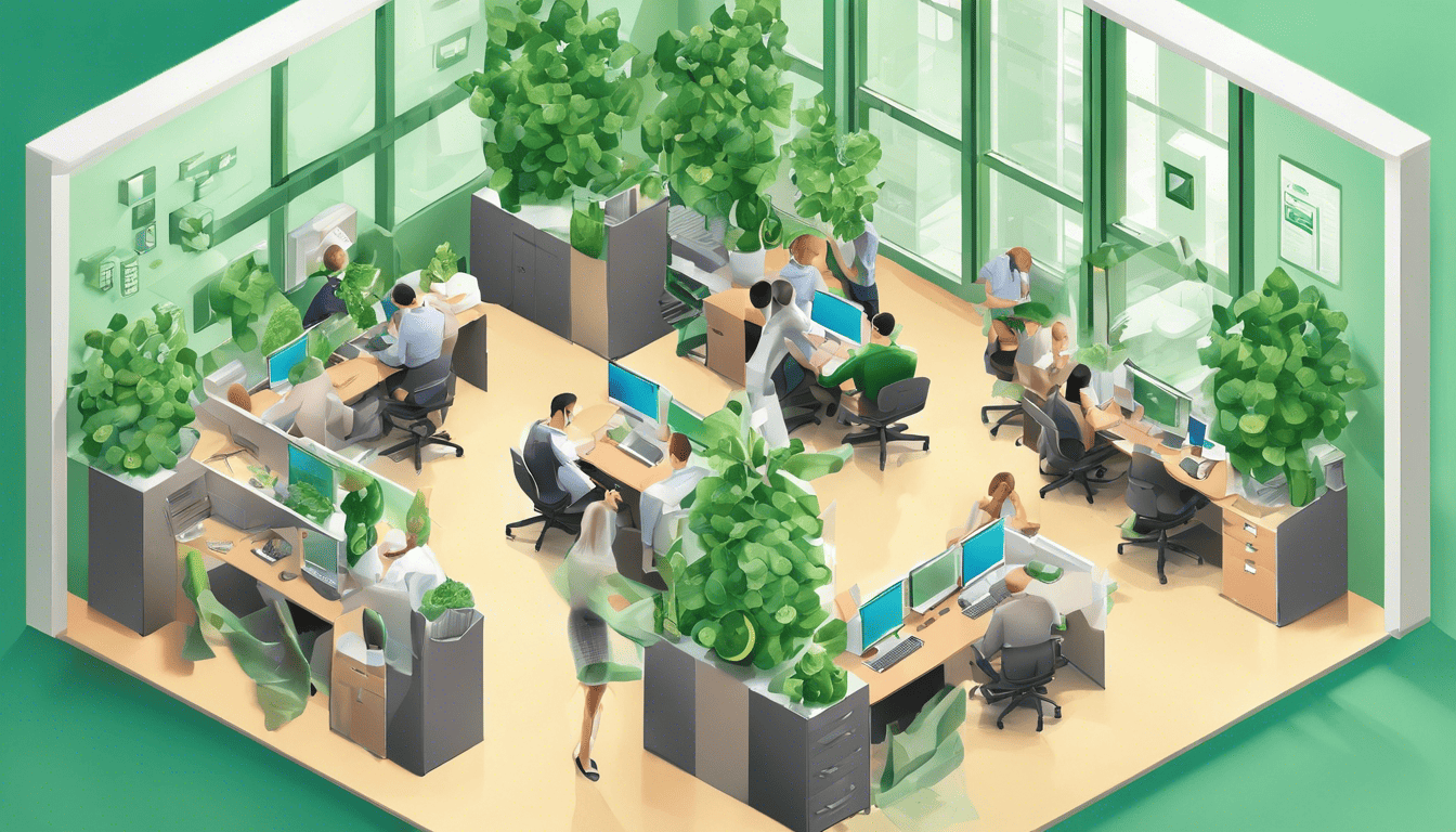 Isometric office scene with Cucumber in BDD