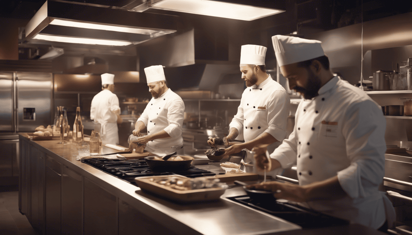 Cava kitchen with chefs preparing Mediterranean dishes