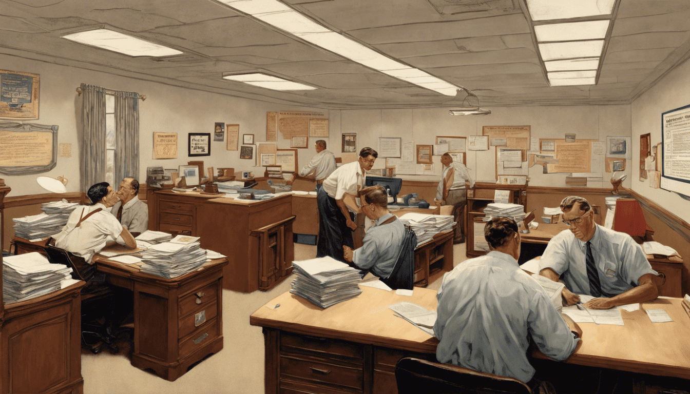 Illustration of EDD employees working in an office