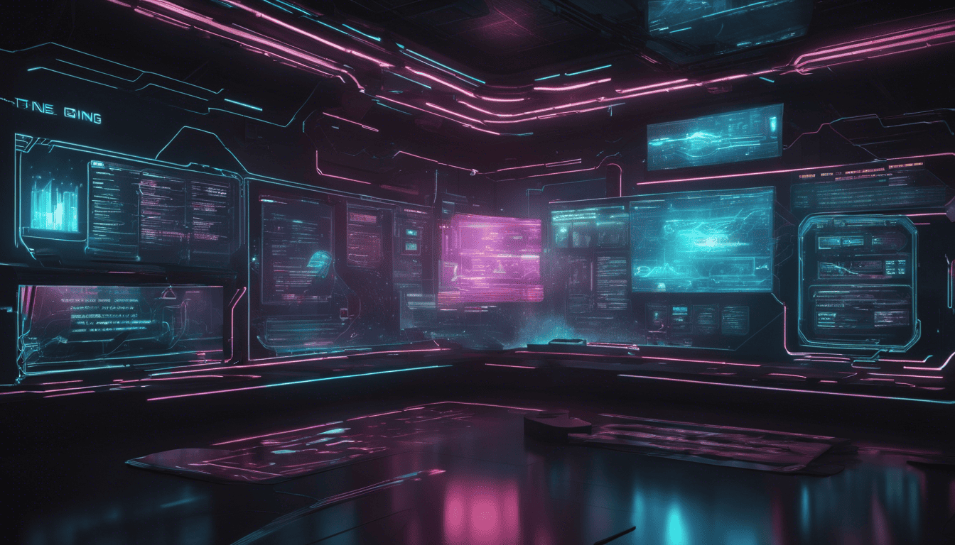 Futuristic cyberpunk style holographic interface of TestNG