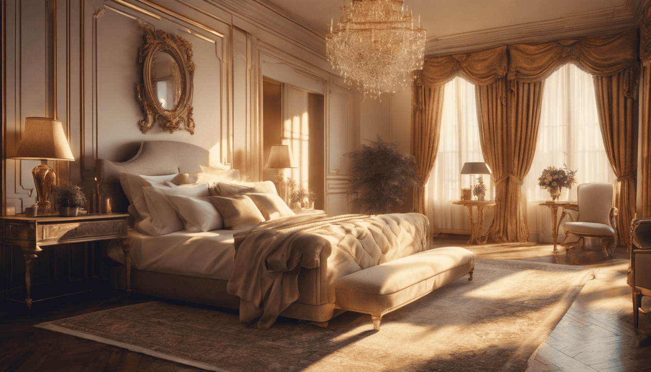 Photorealistic image of a housekeeper arranging a luxurious mansion interior