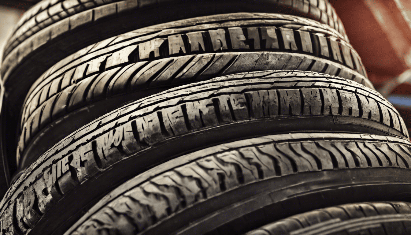 Golden hour in a professional tire service garage highlighting 'Insight into the Discount Tire Service Industry' text on a stack of tires.