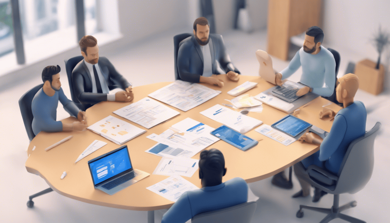 Cinematic 3D model of a team collaborating around Jira tools
