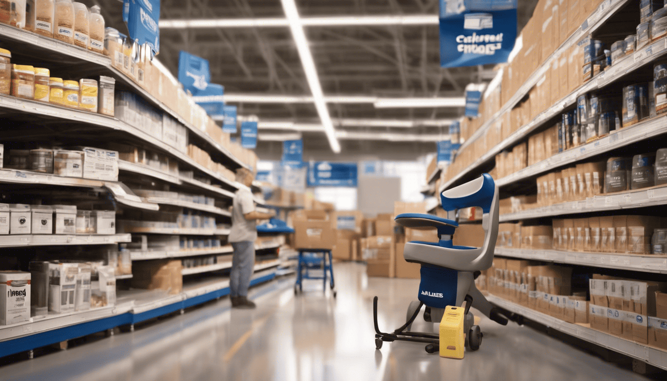 Hopeful candidate navigating Lowe's hiring landscape in a photorealistic 3D styled store.