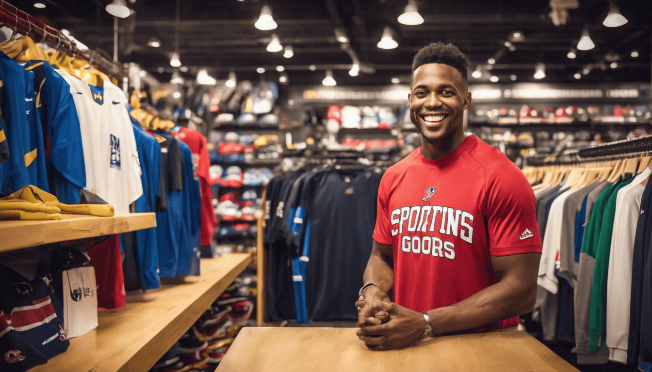 Candidate in sports attire engaging customers at Dick's Sporting Goods
