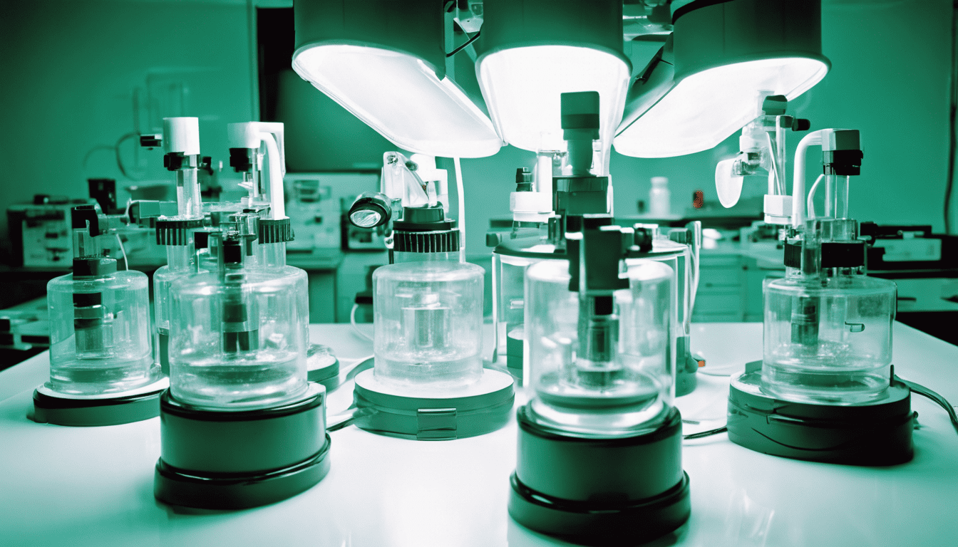 Scientific lab equipment under clinical lighting representing precision and expertise