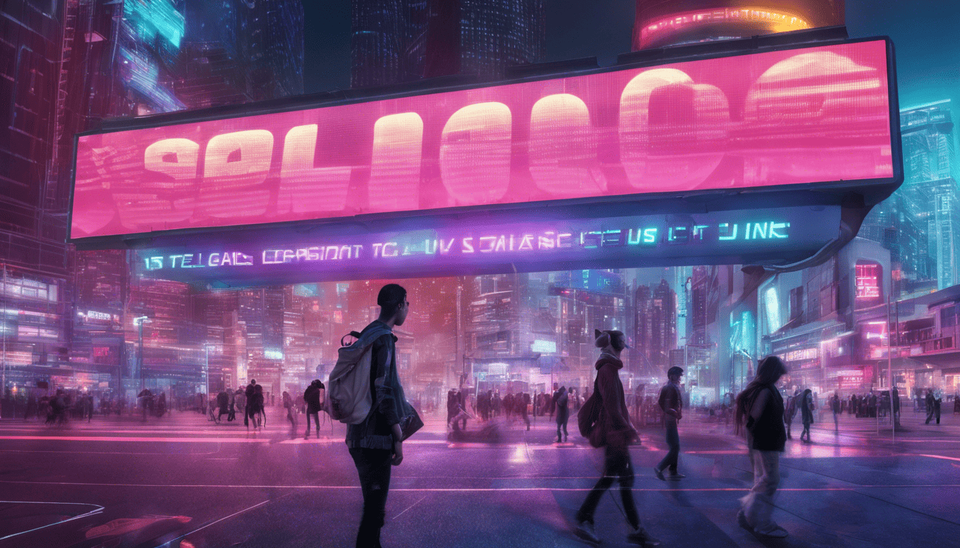 Scala in Tech holographic billboard neon city