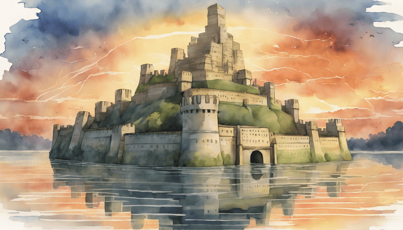 Watercolor painting of a secure citadel symbolizing Amazon S3 security