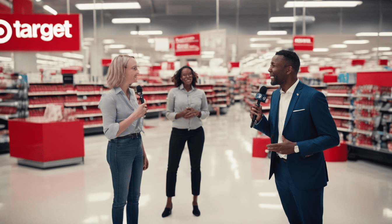 Diverse candidates in a recorded interview at Target, highlighting creative storytelling and technical skills.