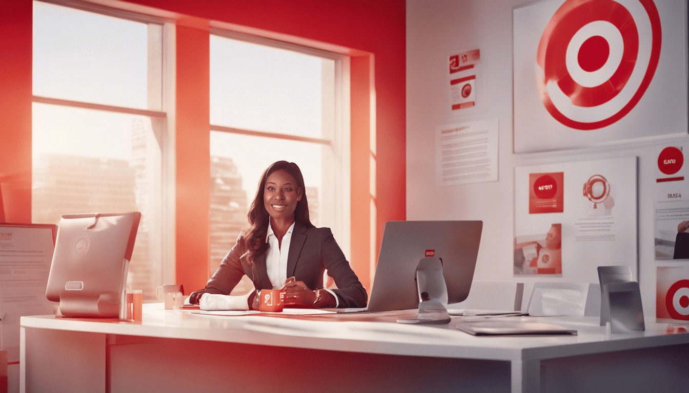 Candidate at desk with Target products during digital interview