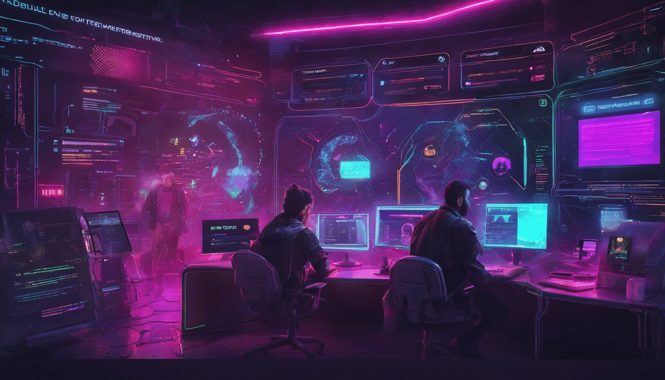 Cyberpunk neon holo-tech interface featuring 'The Code Review Expertise Spectrum' text.