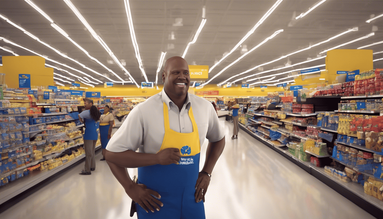 Walmart supervisor interacting with team and customers in busy store